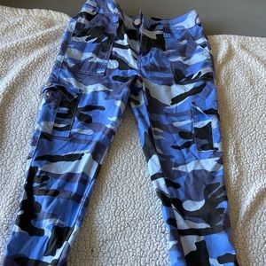 Blue camo cargo jeans